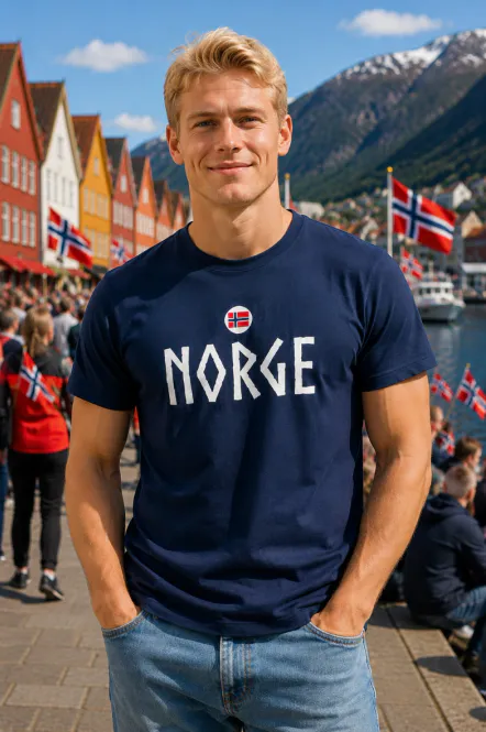 Hovedbilde Norge t-shirt i marine Viking - Perfekt til fotball-VM