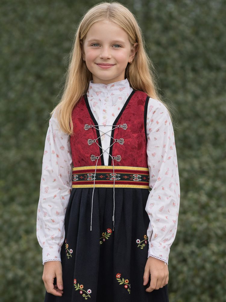 Elly skjorte til festdrakt rosa blomstret