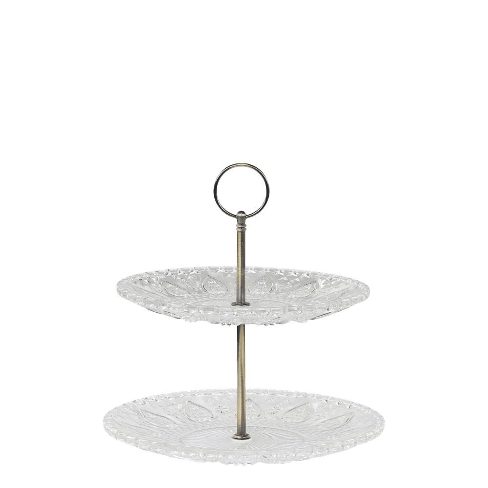 Etasjefat med 2 glassfat fra Chic Antique - 24 cm høyt