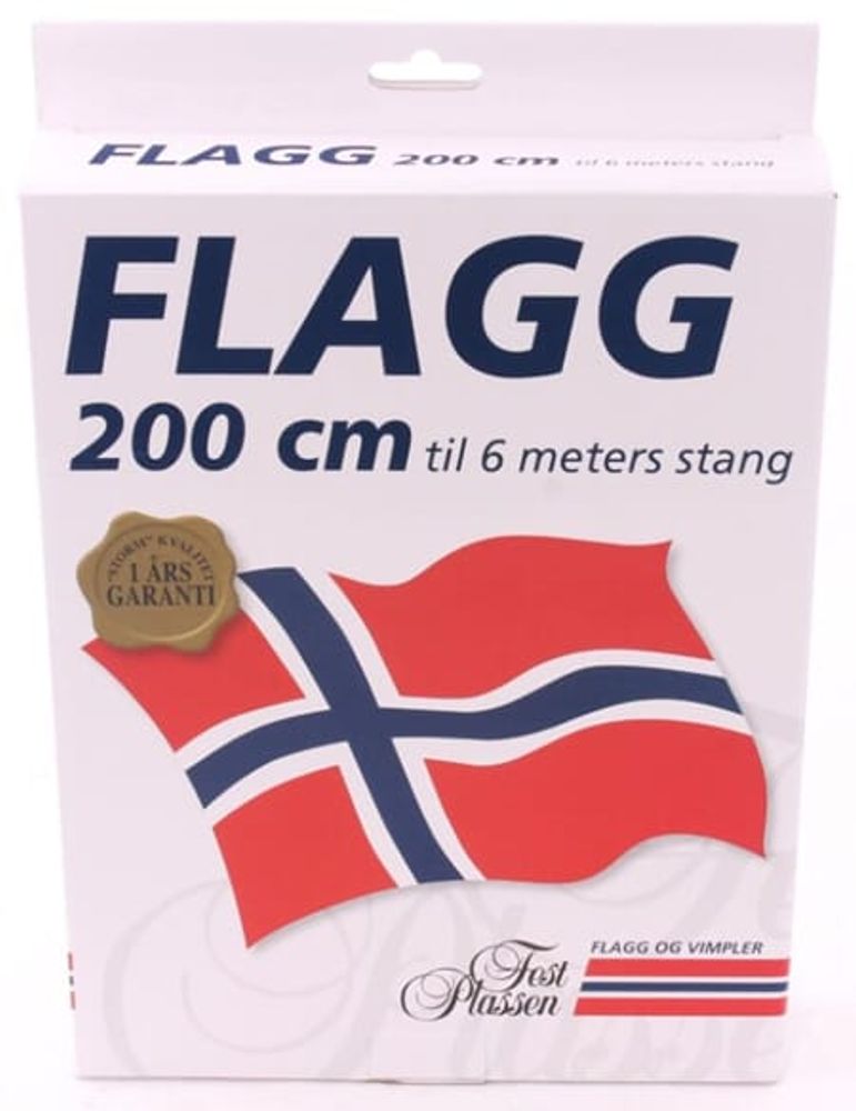 Norsk flagg til flaggstang 6 meter - Lengde 200 cm