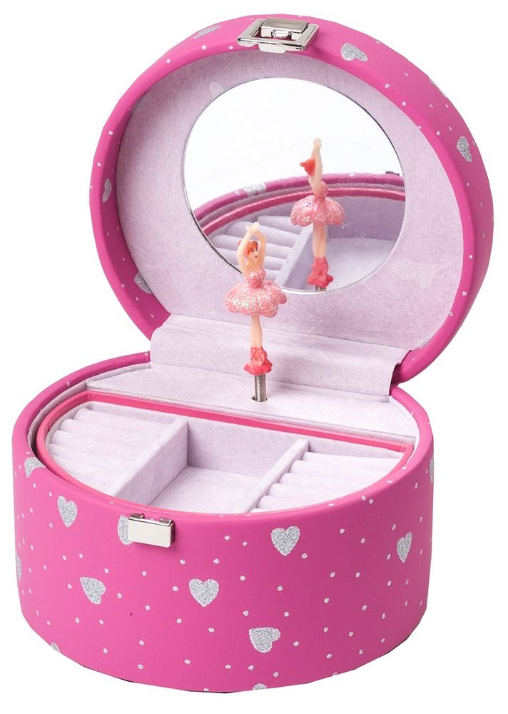 Mørk rosa smykkeskrin med ballerina
