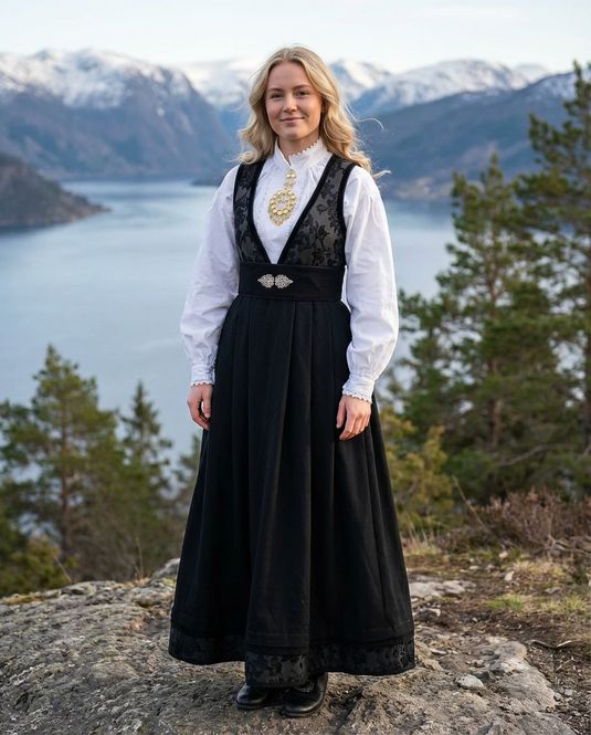 Hovedbilde Nye Tora festdrakt til dame i sort