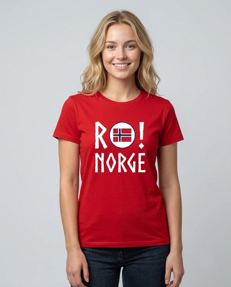RO! Norge t-shirt i rød - Norsk supporter T-skjorte